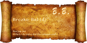 Brczko Balló névjegykártya